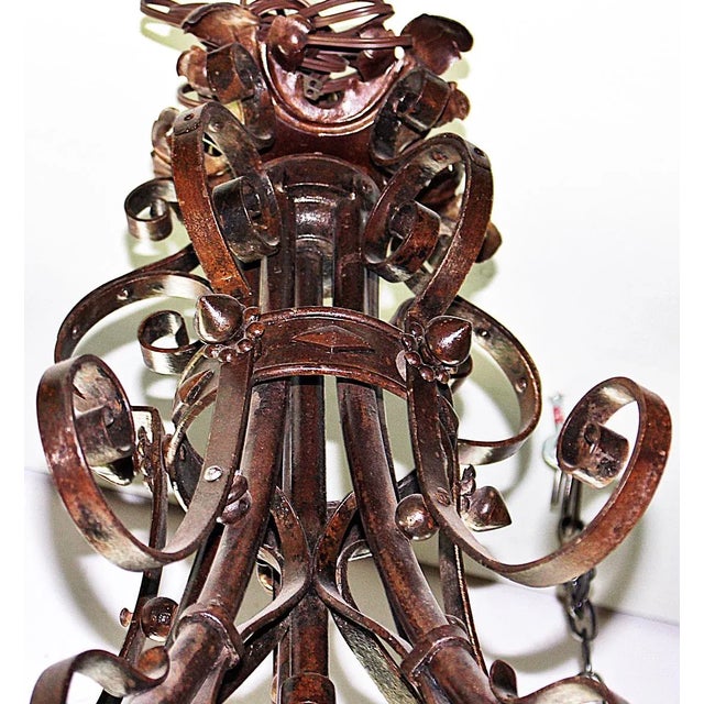 Early 21st Century French Country Wrought Steel Chandelier For Sale - Image 5 of 8
