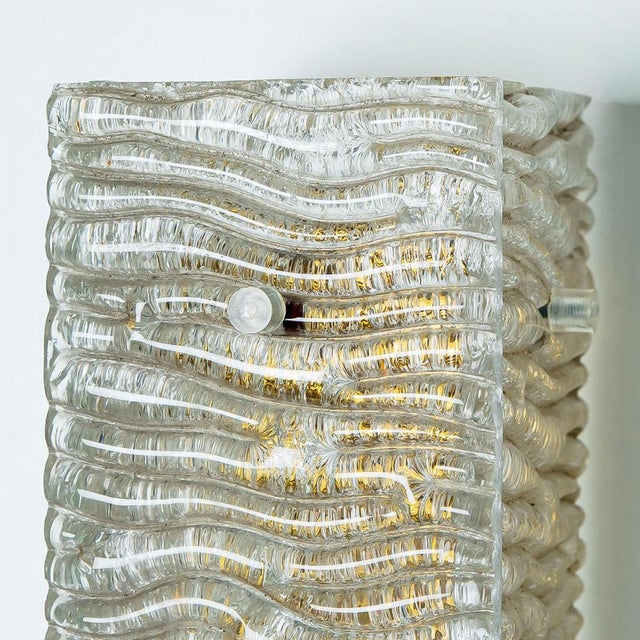 Structured Glass and Brass Wall Light from Kaiser, 1960s For Sale - Image 4 of 18