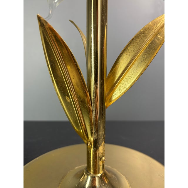Mid-Century Pencil Reed Rattan Bamboo and Brass Flower Table Desk Lamp, Italy, 1980s For Sale - Image 14 of 15