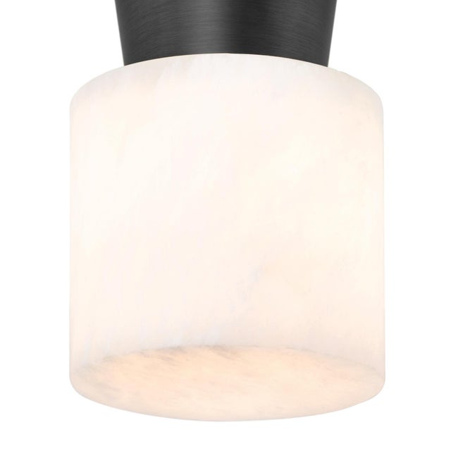 Hazel Alabaster Flush Mount, Oil Rubbed Bronze For Sale - Image 4 of 6