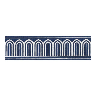 Sample - Schumacher X Miles Redd Arches Embroidered Tape Medium in Marine For Sale