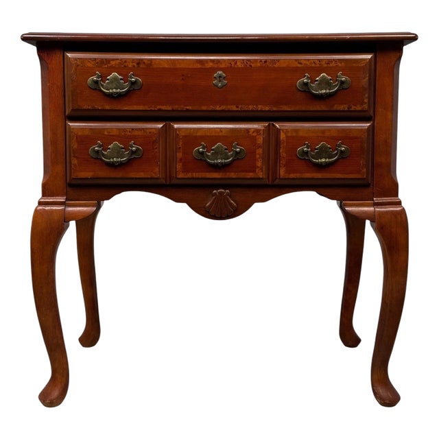 Antique English Beech and Burr Walnut Inlaid Side Table, 1900s For Sale