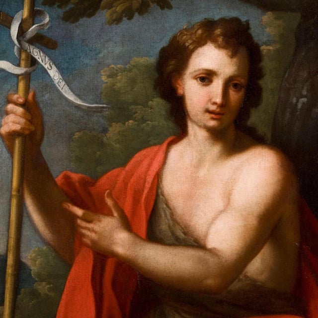 After Pietro Bianchi, Saint John the Baptist in the Desert, 1600s-1700s, Oil on Canvas For Sale - Image 4 of 6