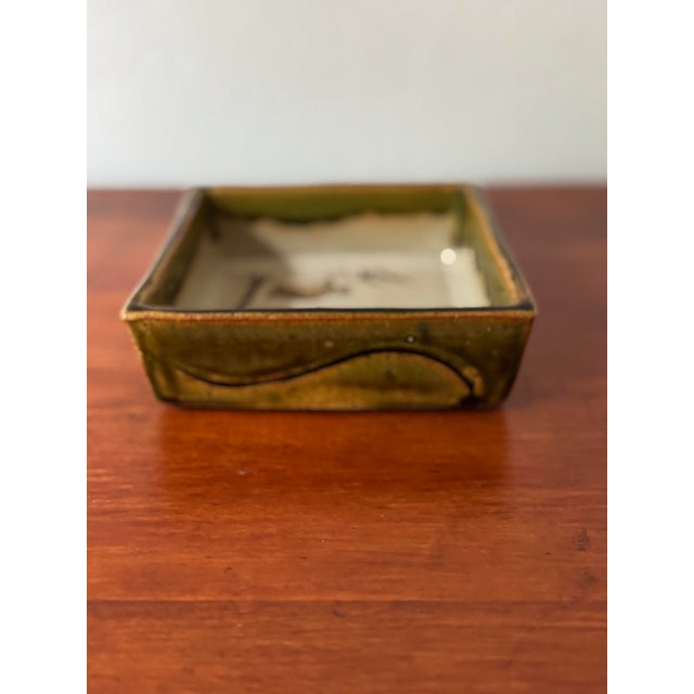 Green Vintage Japanese Studio Pottery Wild Boar Dish For Sale - Image 8 of 11