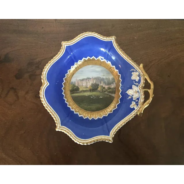 Antique Early 19th Century English Regency Worcester Porcelain Dish Bowl with the Landscape of Cobham Hall For Sale - Image 9 of 13