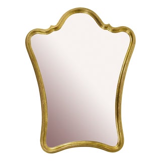 Mid-Century Wall Mirror in Curved Gilt Wood, 1950s For Sale