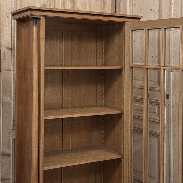 Antique Dutch Solid Cherry Wood Neoclassical Display Bookcase ~ Vitrine With Ebonized Trim For Sale - Image 16 of 18