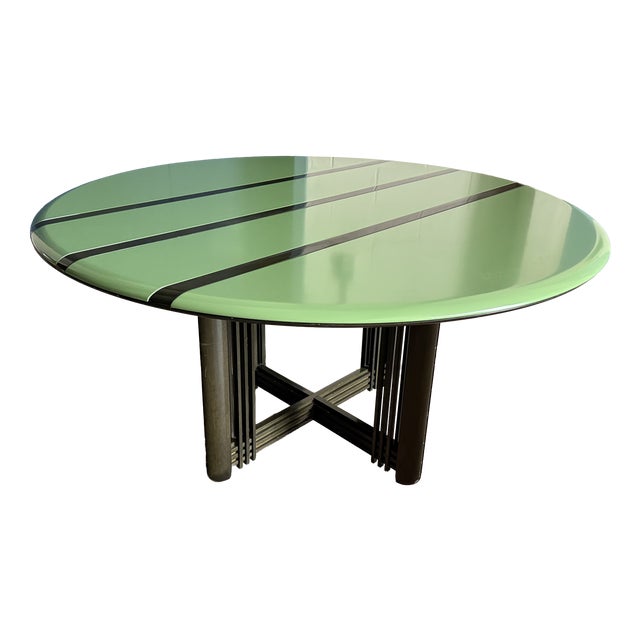 Round Black and Mint Green Gallery Dining Table from Giorgetti, 1980s For Sale