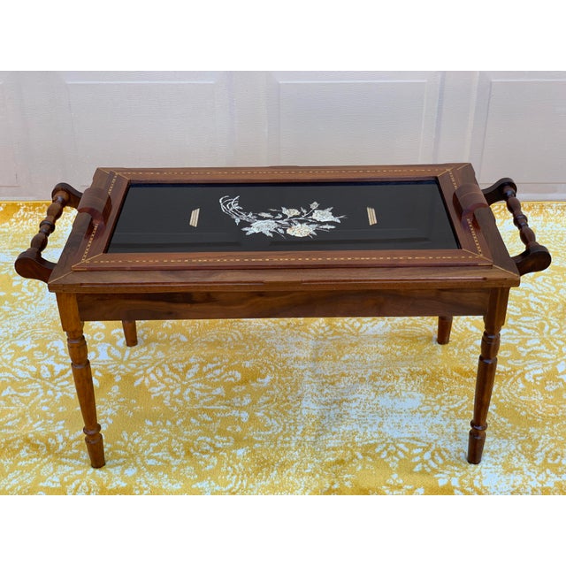 Antique Butlers Table With Lift Away Glass Serving Tray Chairish