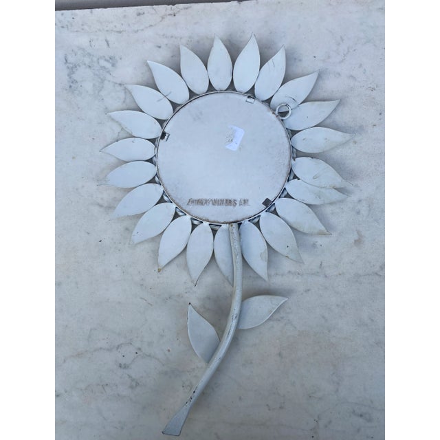 1960s French White Metal Flower Mirror, Circa 1960 For Sale - Image 5 of 7