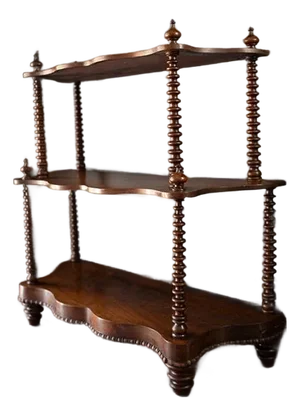 Antique Victorian Spool Turned Etagere, Tabletop Display Shelf With Serpentine Front