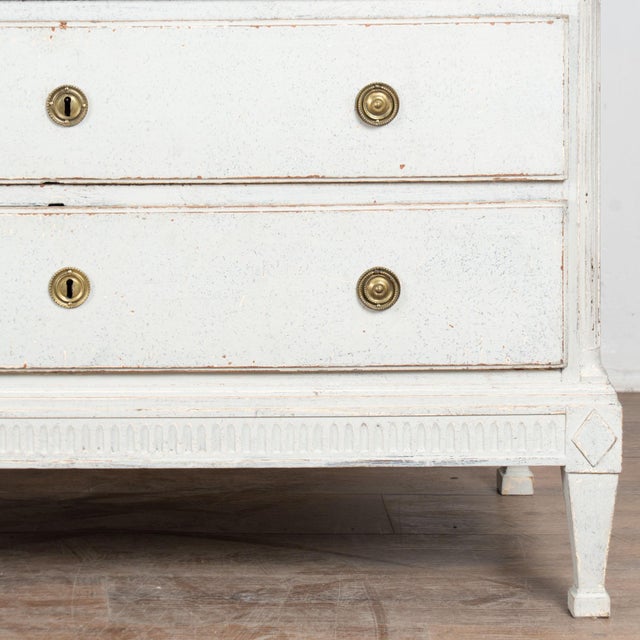 Early 19th Century Danish Gray Painted Pine Gustavian Chest of Five Drawers For Sale - Image 15 of 16