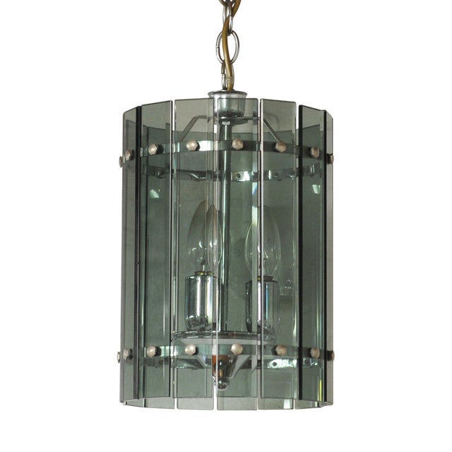 Lantern with Smoked Crystal Plates by Sciolari, 1960s For Sale