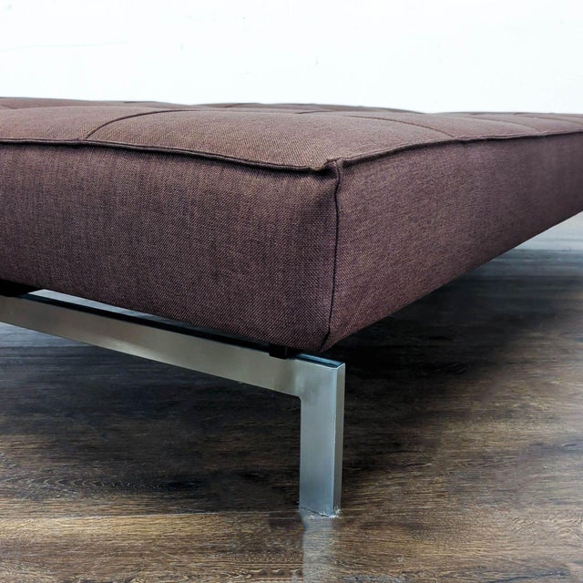 Innovation Splitback Modern Brown Sofa Bed With Metal Legs For Sale - Image 4 of 6