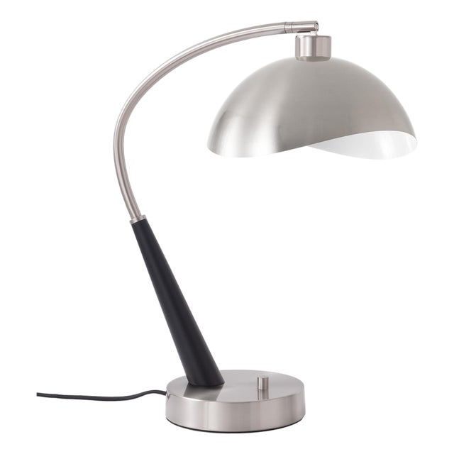 Luna Bella Boomerang Table Lamp, Black Oak/Satin Nickel, 32" Height For Sale