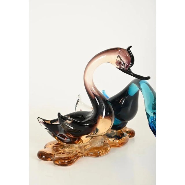 Aqua Vintage Sommerso Blown Glass Swan Sculpture by Seguso Vetri d'Arte, Italy, 1960s For Sale - Image 8 of 13