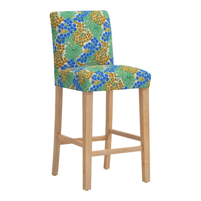 Chelsea Bar Stool in Blue Citrine Loiret For Sale