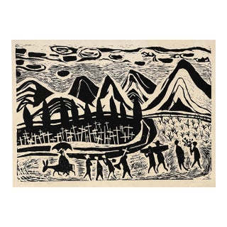 1953 Jenny Dalenoord Memento Woodcut For Sale