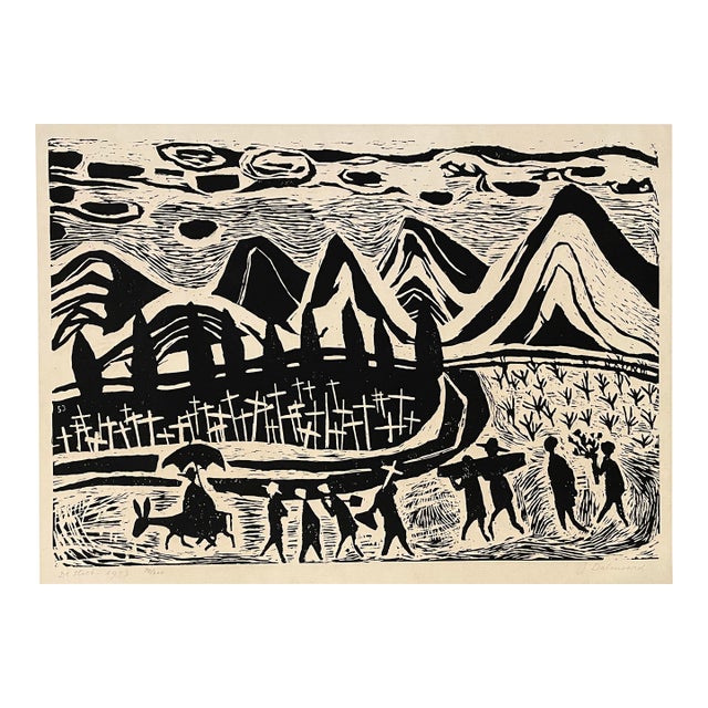 1953 Jenny Dalenoord Memento Woodcut For Sale