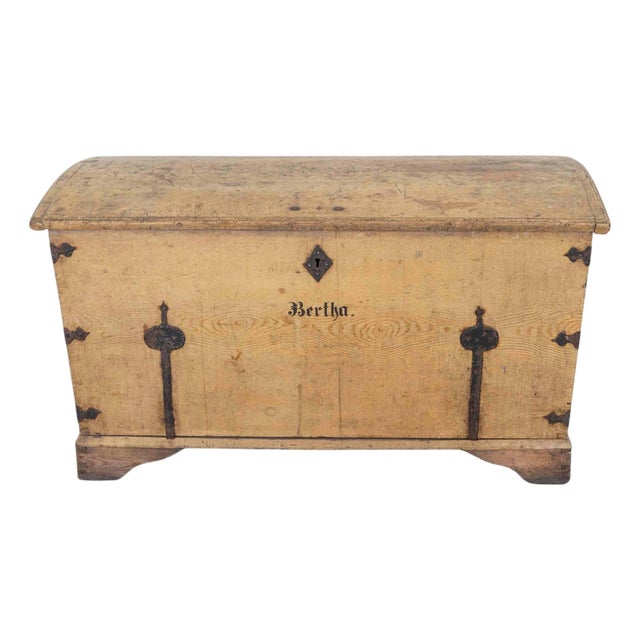 Swedish 19th Century Painted Pine Blanket Chest For Sale