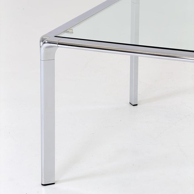 Mid-Century Modern Italian Bauhaus Square Coffee Table in Chrome and Glass, 1980s For Sale - Image 15 of 16