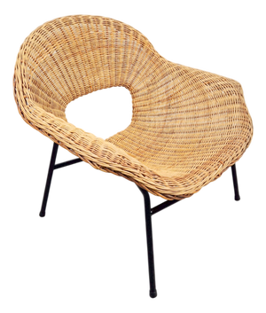 Vintage Rattan Lounge Chair with Tube Frame by Dirk van Sliedregt for Gebroeders Jonkers, 1960s
