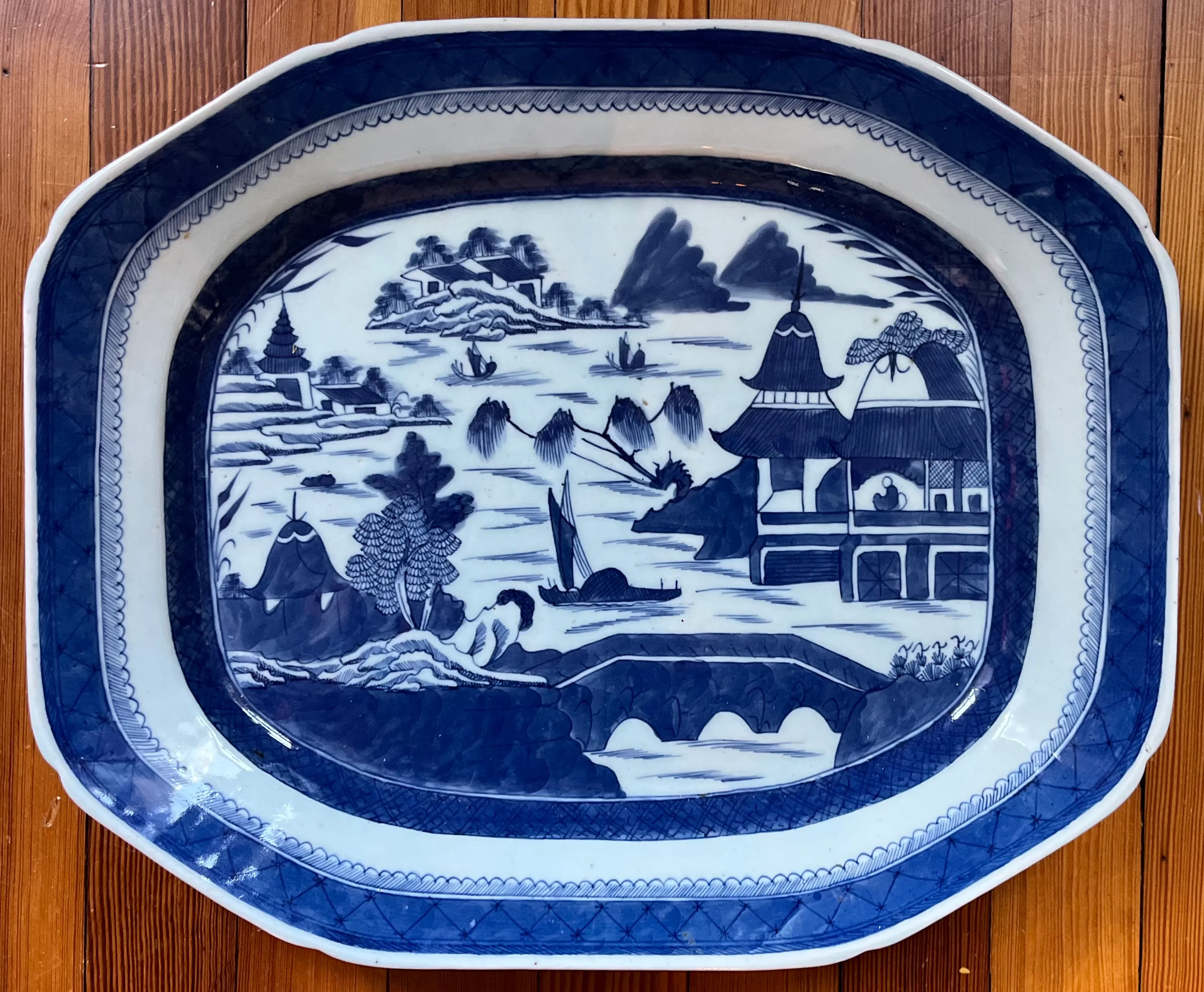 アンティーク　レードルセット　ブルーグレー×ホワイト Large Antique 19th Century Blue and White Chinese Export Canton