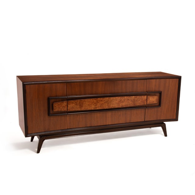 Wood Hoke Wood Products Sculptural Nine Drawer Walnut Burl Dresser Mid Century For Sale - Image 7 of 16