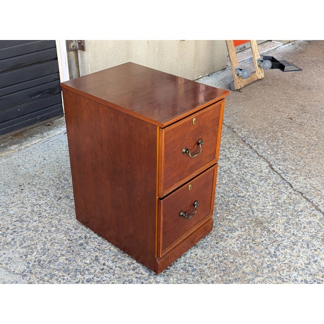 Vintage Cherry Finish Two Drawer Filing Cabinet For Sale - Image 9 of 10