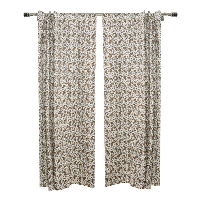 Decorative Coloured Linen Curtain Hand Block Print With Floral Motifs Size 54"Wx29"L- Keri Jaal For Sale