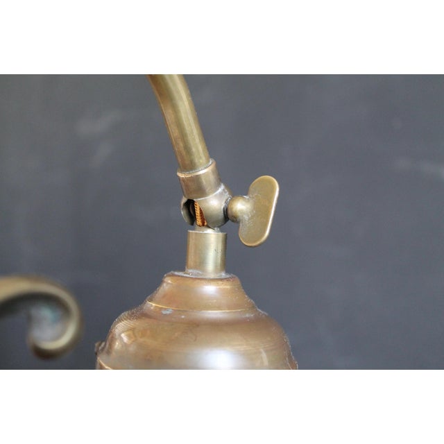 Edwardian Style Brass Rise and Fall Table Lamps with Shades, 1970s, Set of 2 For Sale - Image 10 of 11