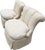 A Pair of Slipper chairs upholstered Soft Ivory Damask A Poised Pair of Slipper Chairs that clearly understand their role....