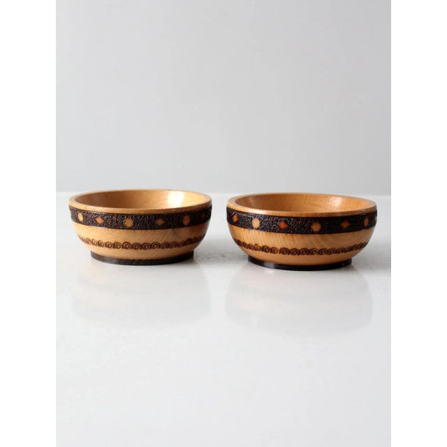 Wood Vintage Wooden Bowls Pair For Sale - Image 7 of 11