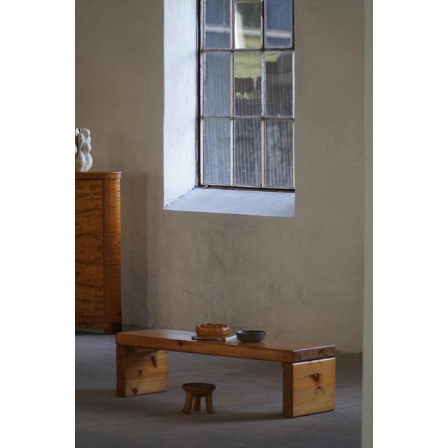 Mid-Century Swedish Modern Brutalist Table or Bench in Pine, 1960s For Sale - Image 4 of 16