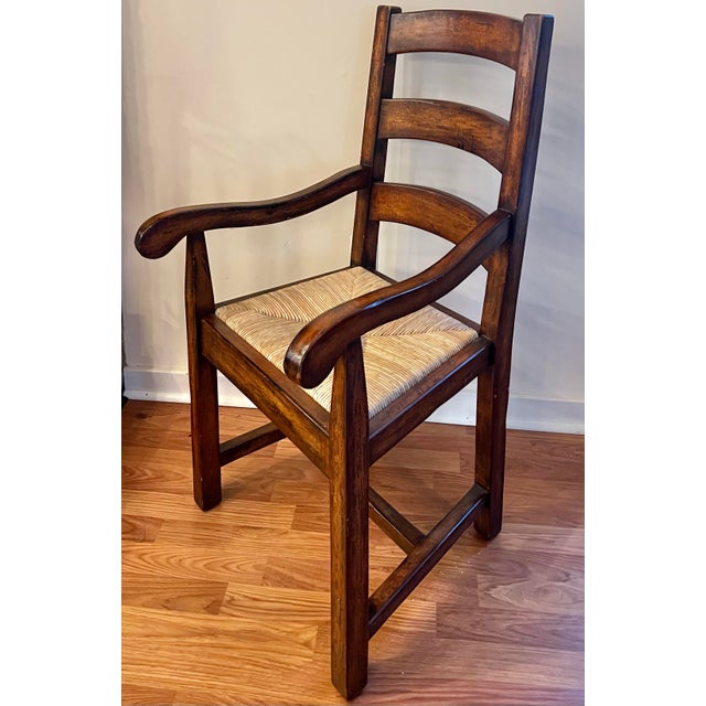 Rustic Provence Ladderback Armchairs -a Pair For Sale In New York - Image 6 of 10
