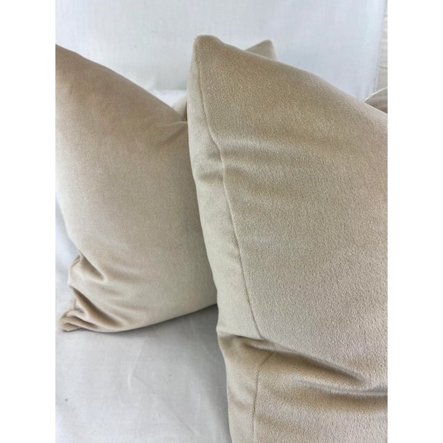 Transitional Brunschwig & Fils " Autun Mohair" in Champagne 22" Pillows-A Pair For Sale - Image 3 of 4