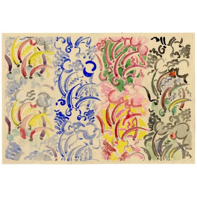 An original 1930s gouache painting, Jean Mary Ogilvie, Art Deco Abstract Pattern Design.A stunning original Art Deco style...