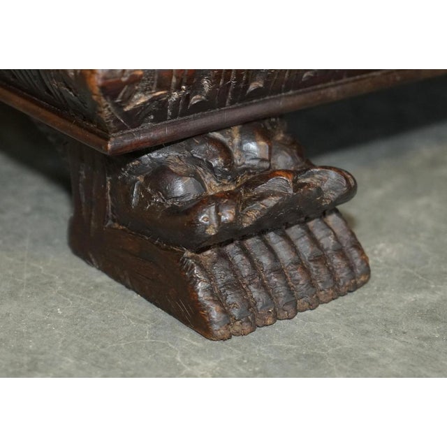 Antique Italian Carved Lion Griffon Bench with Storage, 1860s For Sale - Image 11 of 18