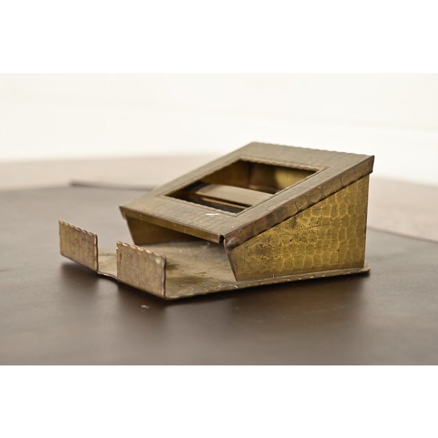 Roycroft Roycroft Arts & Crafts Brass Finished Hammered Copper Perpetual Desk Calendar Frame For Sale - Image 4 of 13