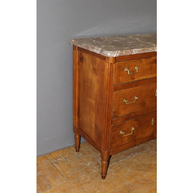 Small Louis XVI Style Chest of Drawers in Cherry Wood, 1700s For Sale - Image 3 of 16