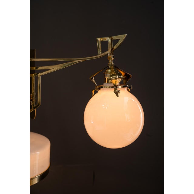 Art Deco Adjustable Chandelier with Opal Glass Shades, Vienna, 1920s For Sale - Image 15 of 18