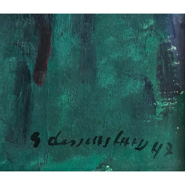 Modern Georges Dessouslavy, Portrait de Femme au Foulard Vert, 1943, Oil on Canvas, Framed For Sale - Image 3 of 10