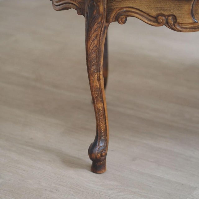 French Coffee Table with Red Marble Top and Curved Wooden Frame For Sale - Image 10 of 13