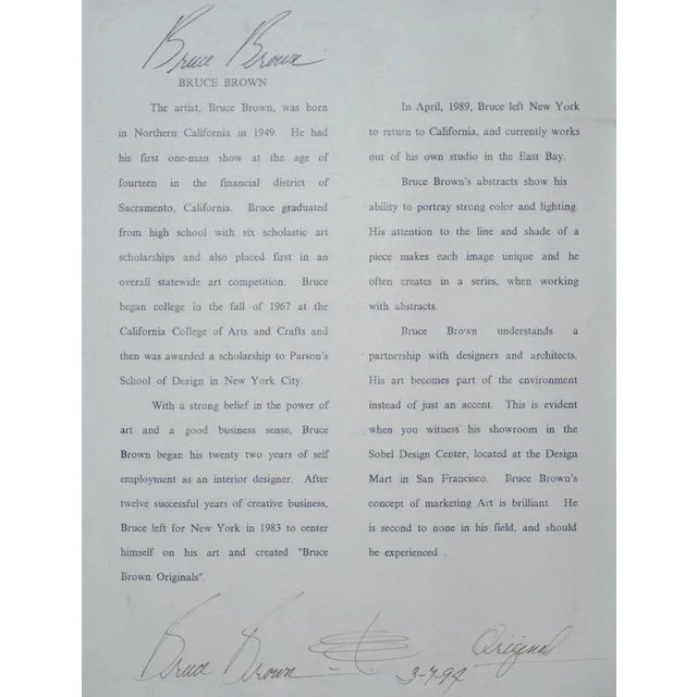 Bruce Brown (American, B. 1938) Original Abstract Oil on Paper C.1994 For Sale - Image 10 of 11