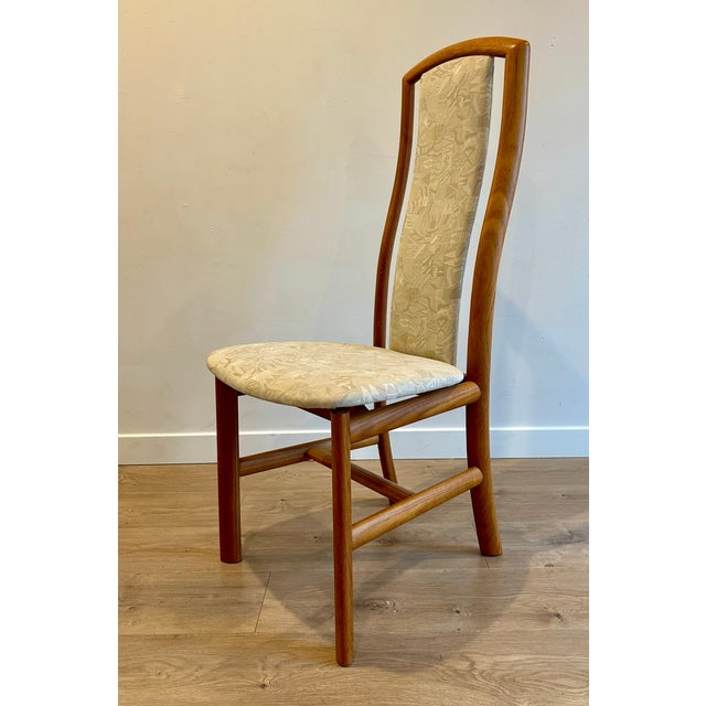 Brown Vintage Danish Modern Solid Teak High Back Dining Chairs by Skovby For Sale - Image 8 of 12