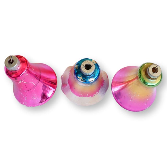 Mid-Century Modern Mercury Glass Bell Ornaments, Set of 3 For Sale - Image 3 of 4