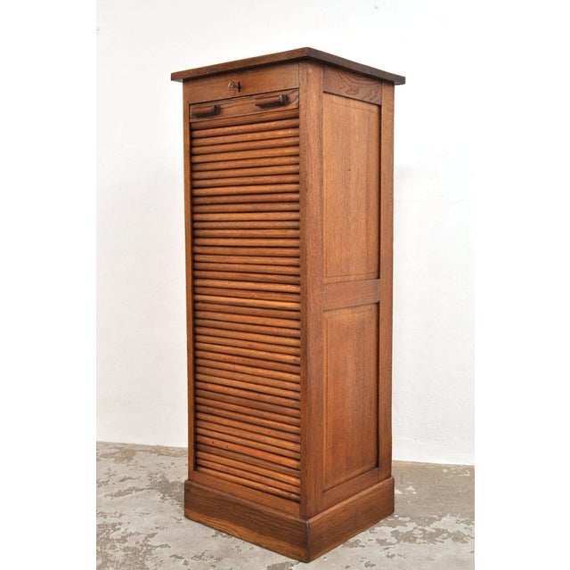 Wood Antique Roller Door Cabinet in Oak, 1900s For Sale - Image 7 of 13