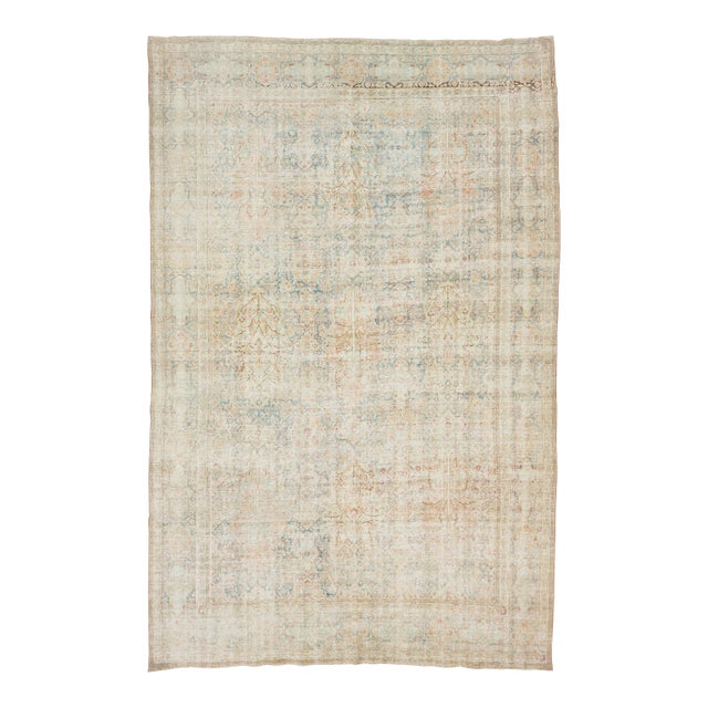 Blue Antique Persian Tabriz Wool Rug With Allover Design From the 1900s For Sale