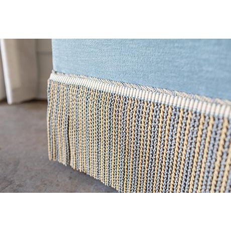 Vintage Hollywood Regency Velvet Settee, Armless Slipper Sofa With Bullion Fringe For Sale In Minneapolis - Image 6 of 14