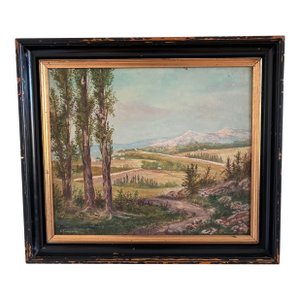 Vintage Original Landscape Oil Painting: Countryside Nature Wall Art